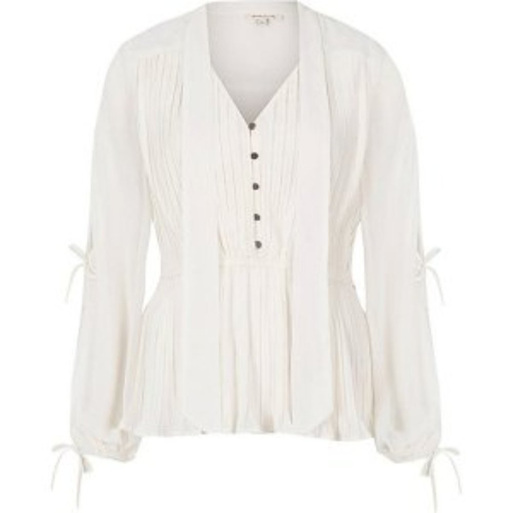 River Island White Pleated Blouse